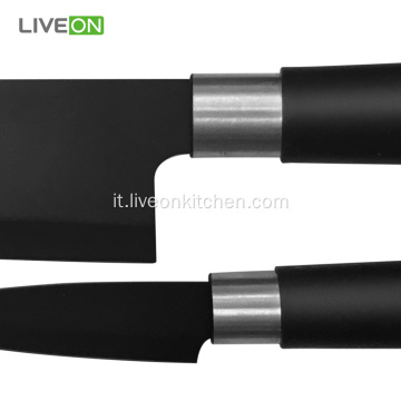 Set di 4 coltelli da cucina in acciaio inossidabile con ossido nero